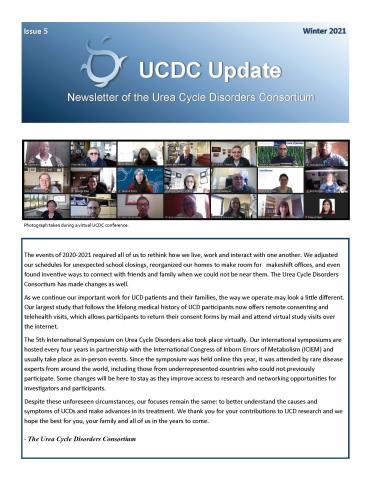 The first page of the UCDC Winter 2021 newsletter